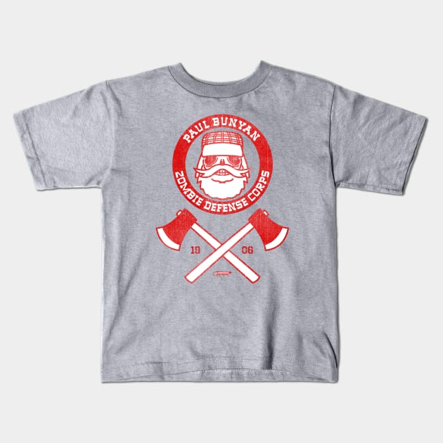 Paul Bunyan Zombie Defence Corps Kids T-Shirt by GiMETZCO!